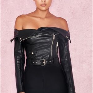 House Of Cb Leather Crop Jacket